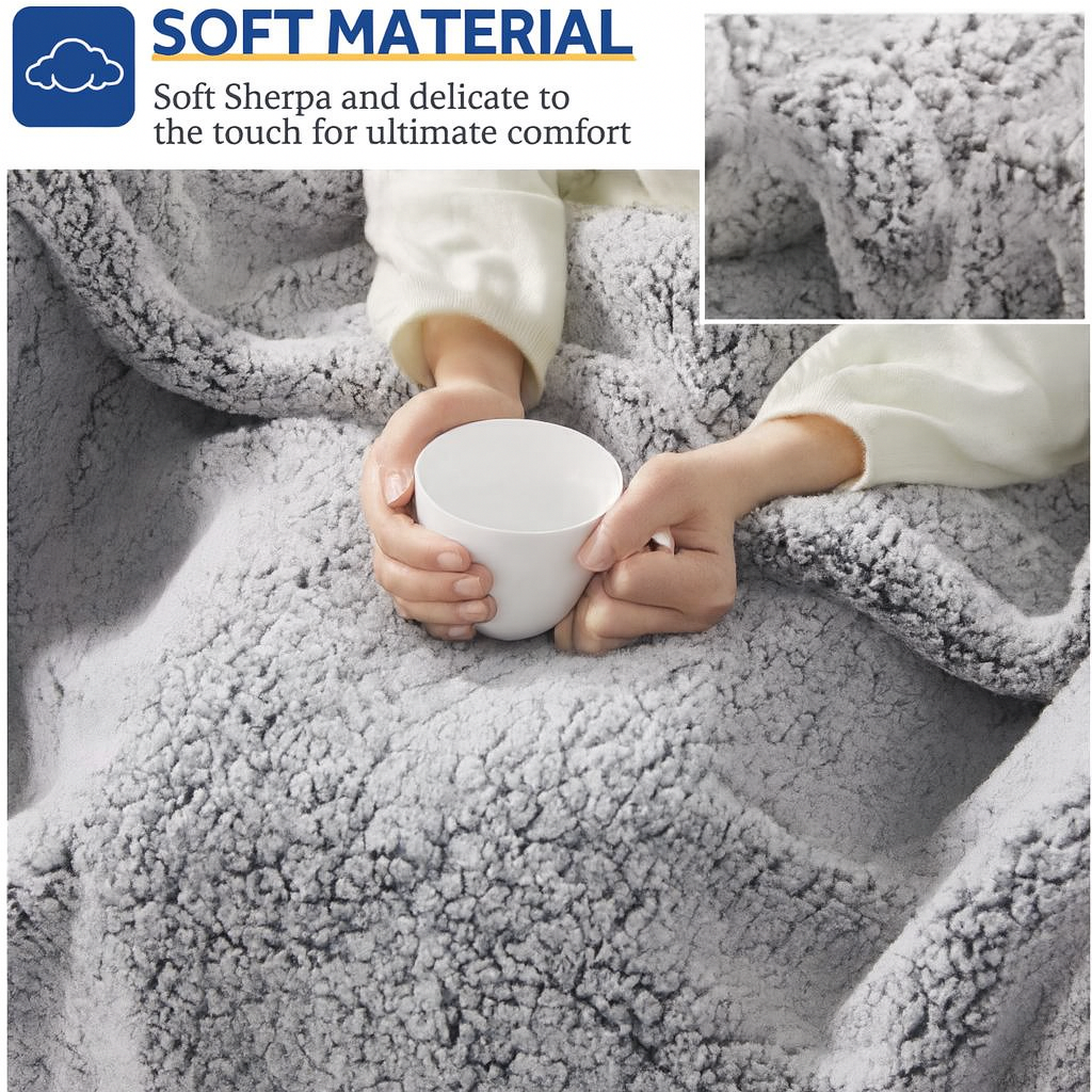 Electric Blanket 50'x60' Heated Throw with 6 Heat Levels, Auto-Off